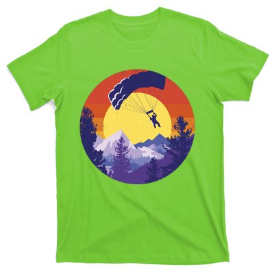 Parachute Skydiving Retro Sunset T-Shirt