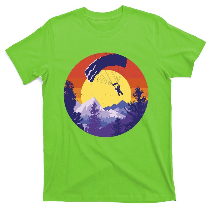 Parachute Skydiving Retro Sunset T-Shirt