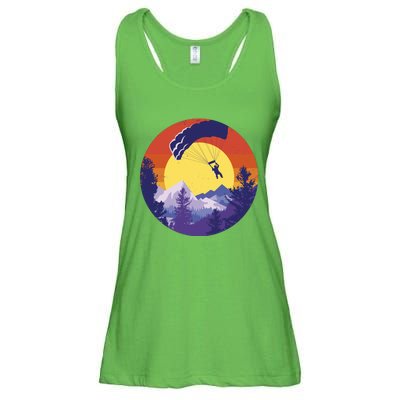 Parachute Skydiving Retro Sunset Ladies Essential Flowy Tank