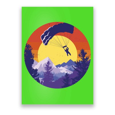 Parachute Skydiving Retro Sunset Poster