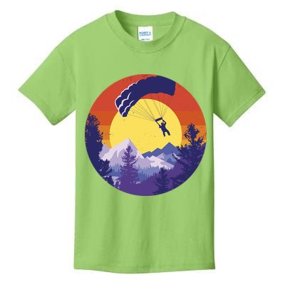 Parachute Skydiving Retro Sunset Kids T-Shirt