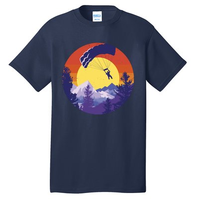 Parachute Skydiving Retro Sunset Tall T-Shirt