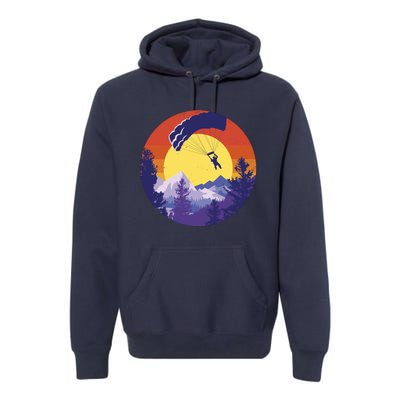 Parachute Skydiving Retro Sunset Premium Hoodie