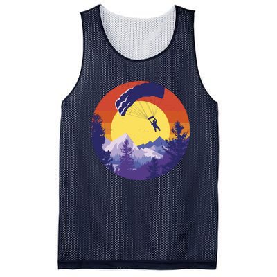 Parachute Skydiving Retro Sunset Mesh Reversible Basketball Jersey Tank