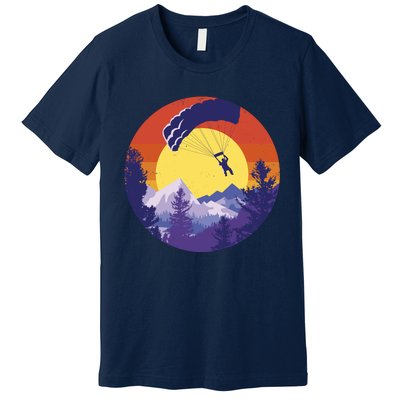 Parachute Skydiving Retro Sunset Premium T-Shirt