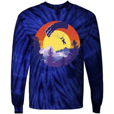 Parachute Skydiving Retro Sunset Tie-Dye Long Sleeve Shirt