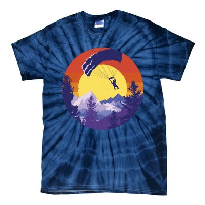 Parachute Skydiving Retro Sunset Tie-Dye T-Shirt