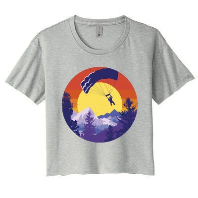 Parachute Skydiving Retro Sunset Women's Crop Top Tee