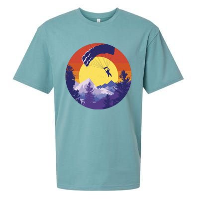 Parachute Skydiving Retro Sunset Sueded Cloud Jersey T-Shirt