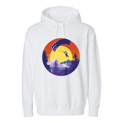 Parachute Skydiving Retro Sunset Garment-Dyed Fleece Hoodie