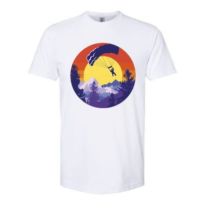 Parachute Skydiving Retro Sunset Softstyle CVC T-Shirt