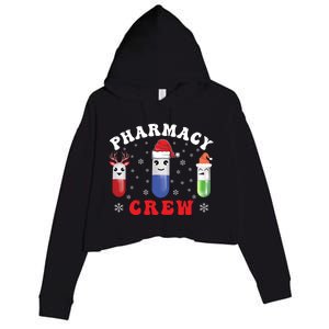 Pills Snow Reindeer Santa Claus Xmas Pharmacy Crew Gift Crop Fleece Hoodie