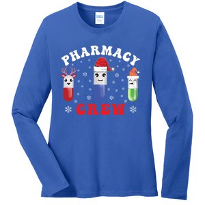 Pills Snow Reindeer Santa Claus Xmas Pharmacy Crew Gift Ladies Long Sleeve Shirt