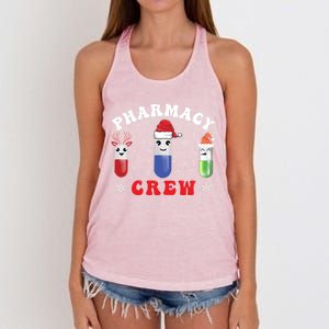 Pills Snow Reindeer Santa Claus Xmas Pharmacy Crew Gift Women's Knotted Racerback Tank