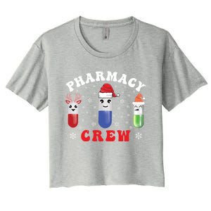 Pills Snow Reindeer Santa Claus Xmas Pharmacy Crew Gift Women's Crop Top Tee