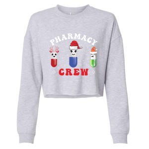 Pills Snow Reindeer Santa Claus Xmas Pharmacy Crew Gift Cropped Pullover Crew