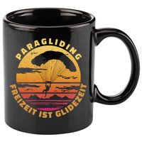 Paraglider Silhouette Retro Sunset 11oz C Handle Ceramic Mug