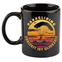 Paraglider Silhouette Retro Sunset 11oz C Handle Ceramic Mug