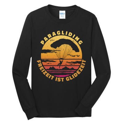 Paraglider Silhouette Retro Sunset Tall Long Sleeve T-Shirt