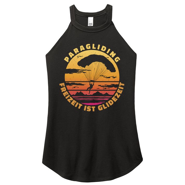 Paraglider Silhouette Retro Sunset Women's Perfect Tri Rocker Tank