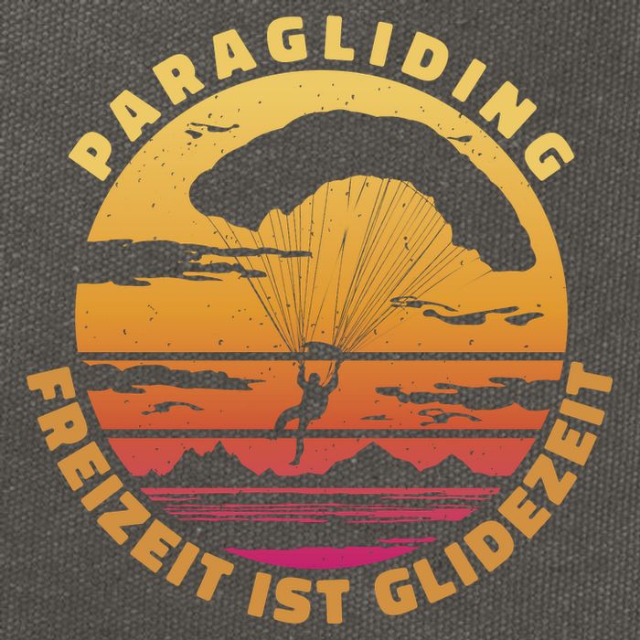 Paraglider Silhouette Retro Sunset Cotton Canvas Backpack