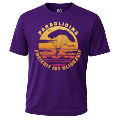 Paraglider Silhouette Retro Sunset Performance Shirt