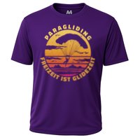 Paraglider Silhouette Retro Sunset Cooling Performance Crew T-Shirt
