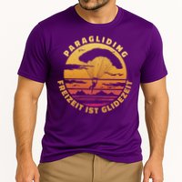 Paraglider Silhouette Retro Sunset Cooling Performance Crew T-Shirt