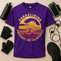 Paraglider Silhouette Retro Sunset Cooling Performance Crew T-Shirt