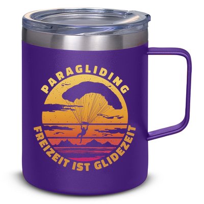 Paraglider Silhouette Retro Sunset 12oz Stainless Steel Coffee Mug
