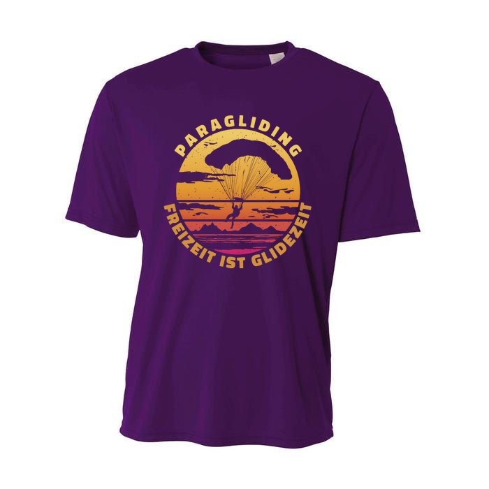 Paraglider Silhouette Retro Sunset Performance Sprint T-Shirt