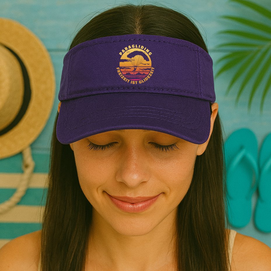 Paraglider Silhouette Retro Sunset Visor