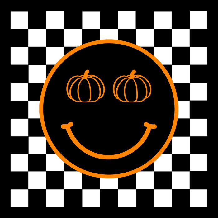 Pumpkin Smiley Retro Checkered Cooling Performance Crew T-Shirt