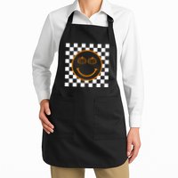 Pumpkin Smiley Retro Checkered Apron
