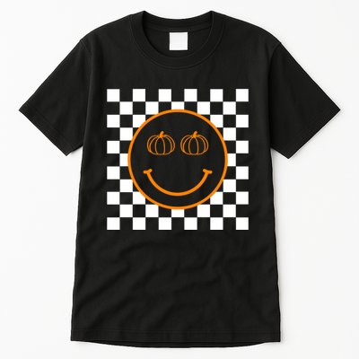 Pumpkin Smiley Retro Checkered Tall T-Shirt
