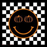 Pumpkin Smiley Retro Checkered 16 in Basic Backpack
