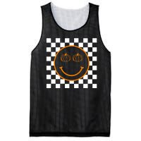 Pumpkin Smiley Retro Checkered Mesh Reversible Basketball Jersey Tank