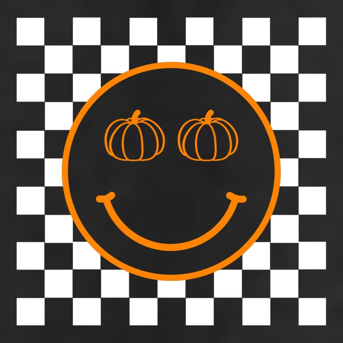 Pumpkin Smiley Retro Checkered Golf Towel