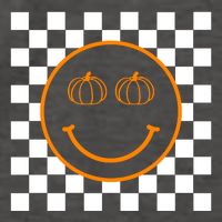 Pumpkin Smiley Retro Checkered Vector Backpack