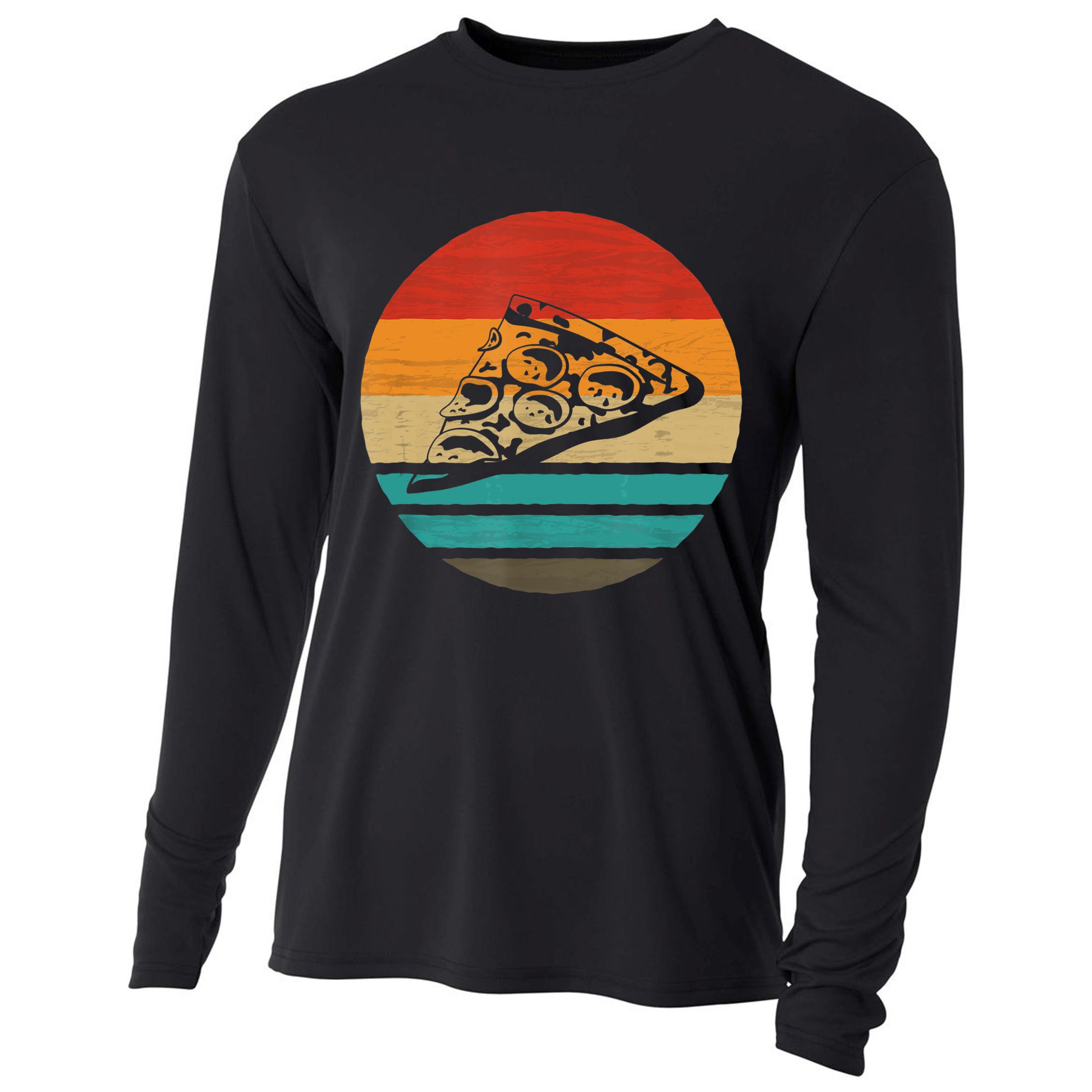 Pizza Slice Retro Style Vintage Gift Cooling Performance Long Sleeve Crew