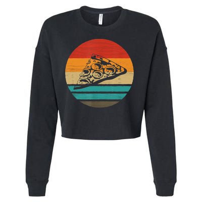 Pizza Slice Retro Style Vintage Gift Cropped Pullover Crew