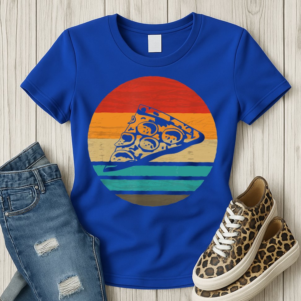 Pizza Slice Retro Style Vintage Gift Womens T-Shirt