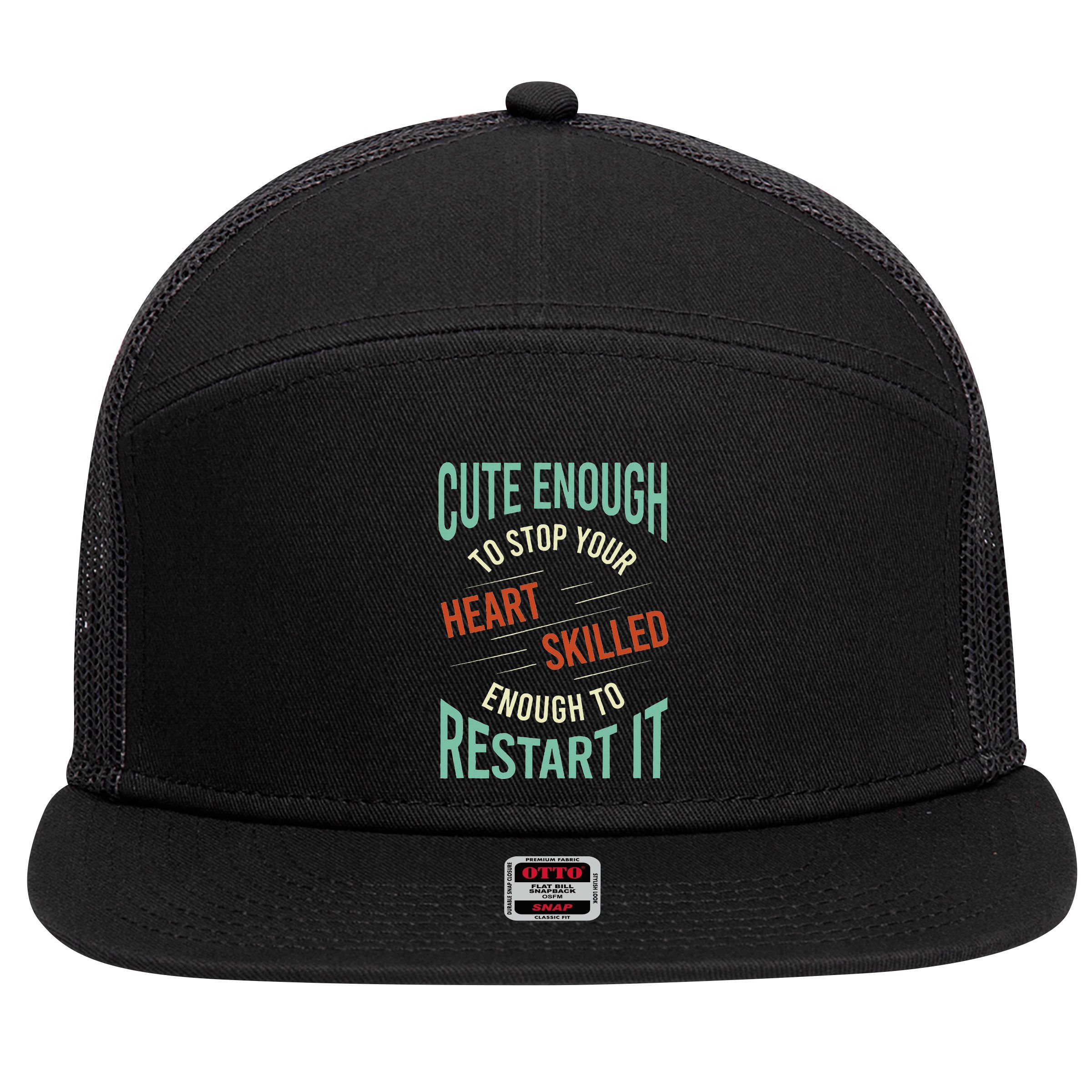 Paramedic Saying Rescue Emt Ems 7 Panel Mesh Trucker Snapback Hat