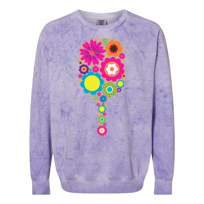 Pickleball Sports Racquet Racket Paddle Flowers Women Gi.rls Colorblast Crewneck Sweatshirt