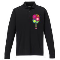 Pickleball Sports Racquet Racket Paddle Flowers Women Gi.rls Performance Long Sleeve Polo