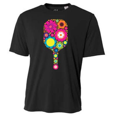 Pickleball Sports Racquet Racket Paddle Flowers Women Gi.rls Cooling Performance Crew T-Shirt