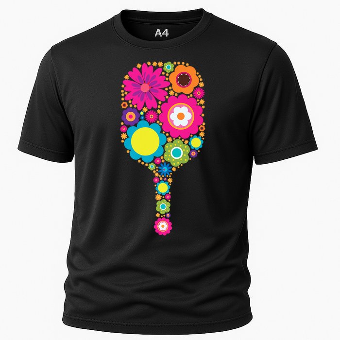 Pickleball Sports Racquet Racket Paddle Flowers Women Gi.rls Cooling Performance Crew T-Shirt