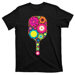 Pickleball Sports Racquet Racket Paddle Flowers Women Gi.rls T-Shirt