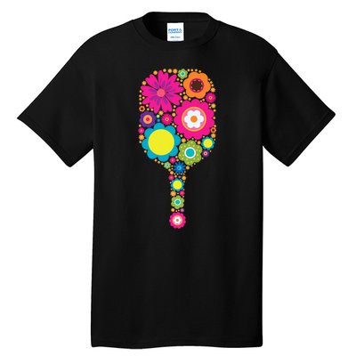 Pickleball Sports Racquet Racket Paddle Flowers Women Gi.rls Tall T-Shirt