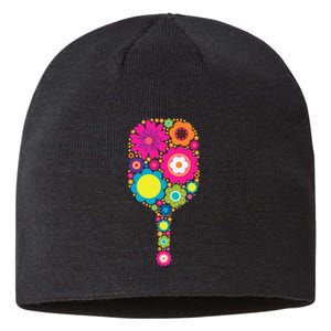 Pickleball Sports Racquet Racket Paddle Flowers Women Gi.rls Sustainable Beanie